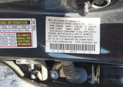 2019 Honda Civic Lx из США, поврежденный, VIN 2HGFC2F62KH501352